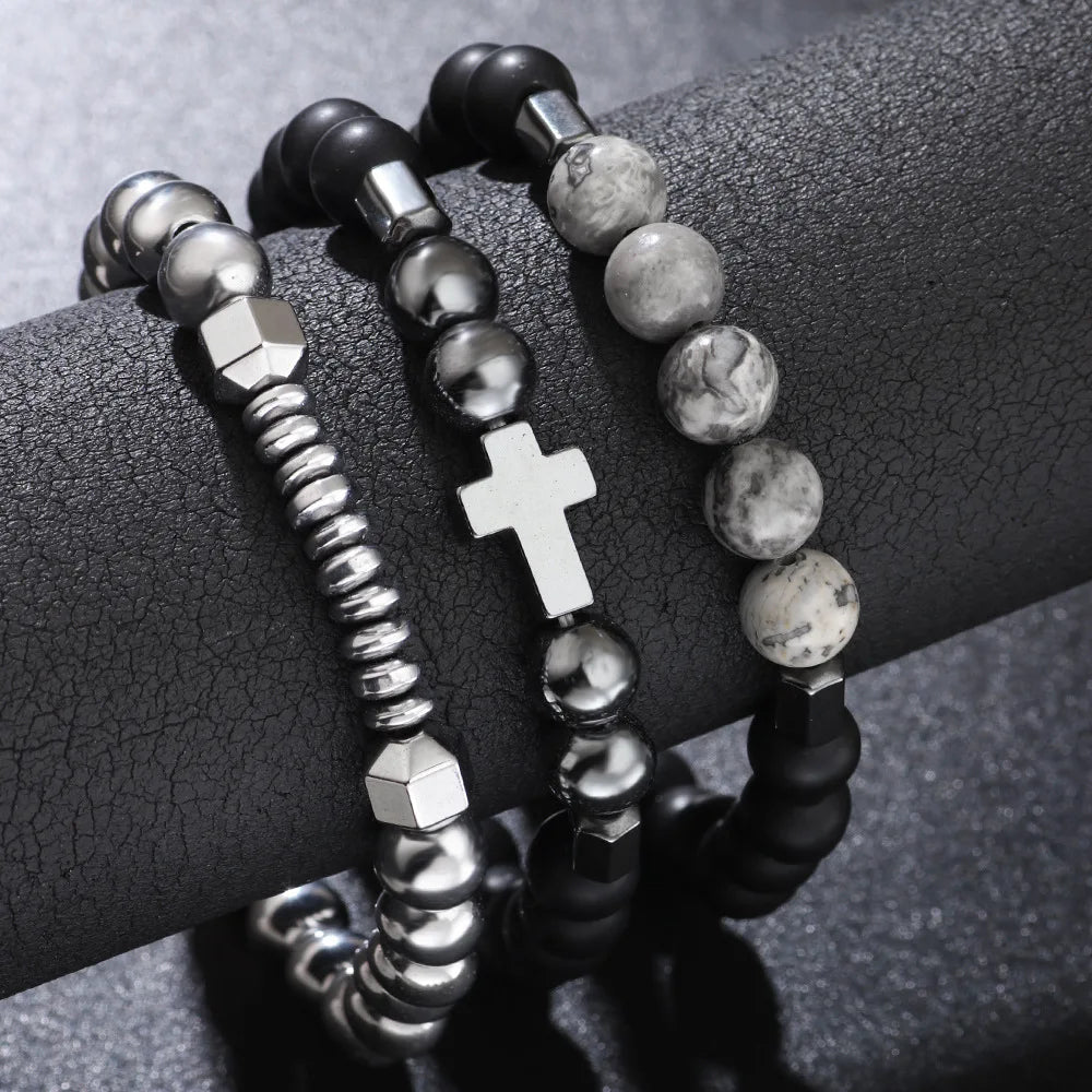 Pulseira 3 Peças com Crucifixo