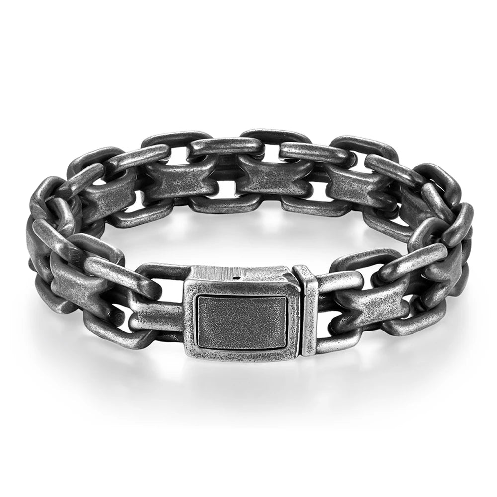 Pulseira Masculina Elo Duplo Vintage em Aço Inoxidável
