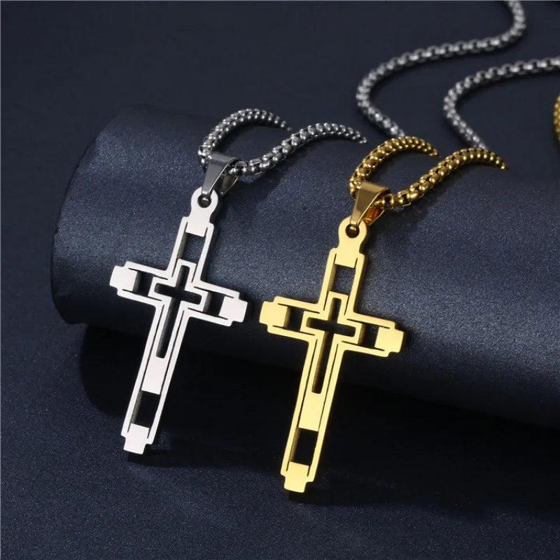 Colar Proteção Divina com Crucifixo em Aço Inox