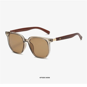 Óculos de sol vintage com moldura quadrada para mulheres e homens, óculos de sol de madeira UV 400 Protection Eyewear, Trend Shades, nova moda