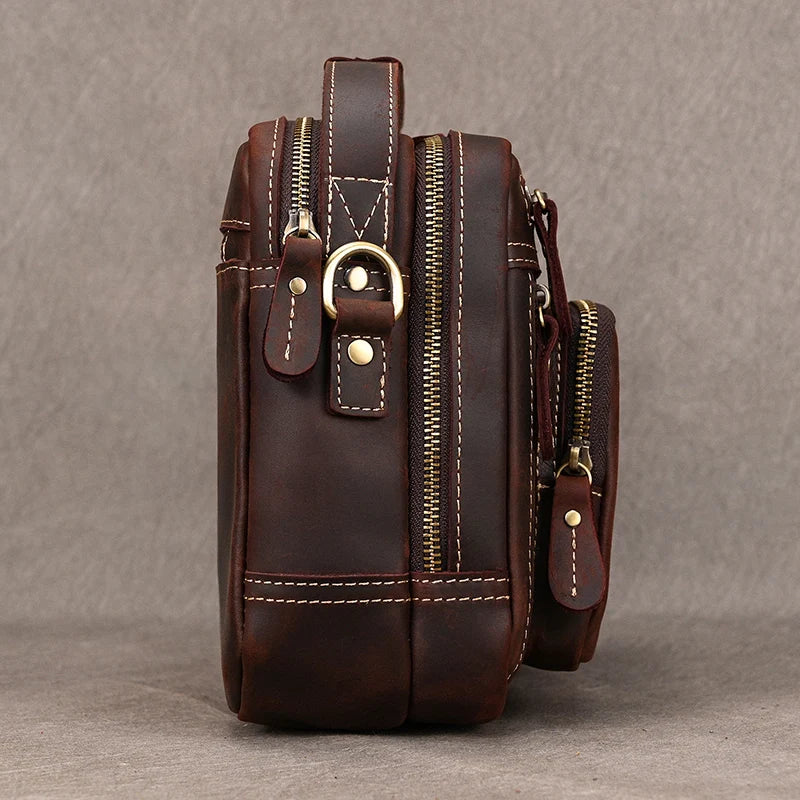 Pasta Masculina Elegante Crazy Horse em Couro