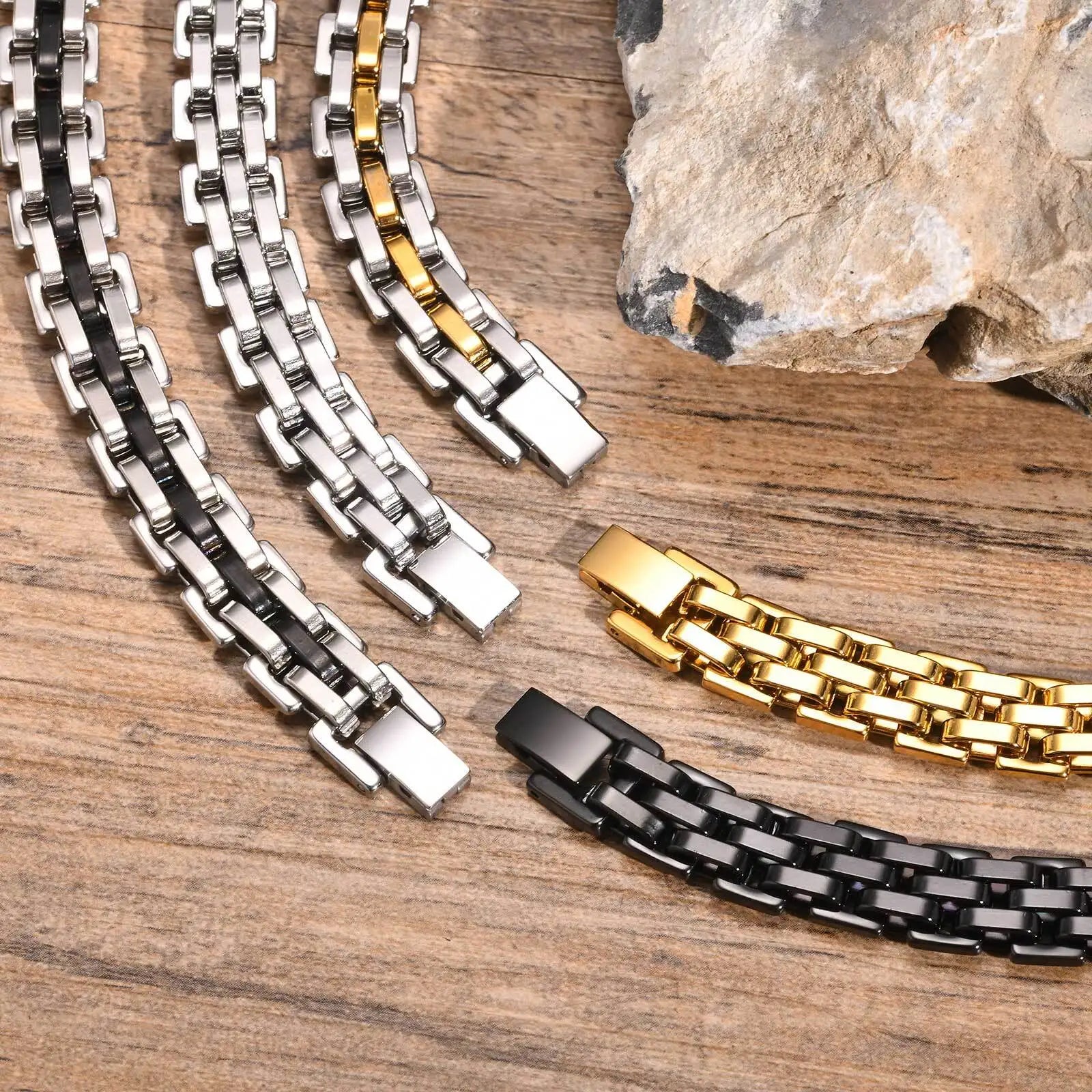 Pulseira Masculina de Aço Inoxidável Vnox - Estilo Punk