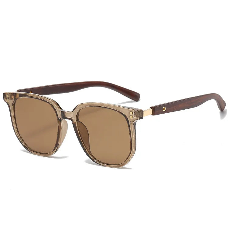 Óculos de sol vintage com moldura quadrada para mulheres e homens, óculos de sol de madeira UV 400 Protection Eyewear, Trend Shades, nova moda