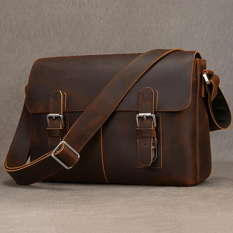 Pasta Masculina Sofisticada Crazy Horse em Couro