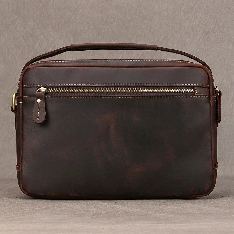 Pasta Masculina Elegante Crazy Horse em Couro