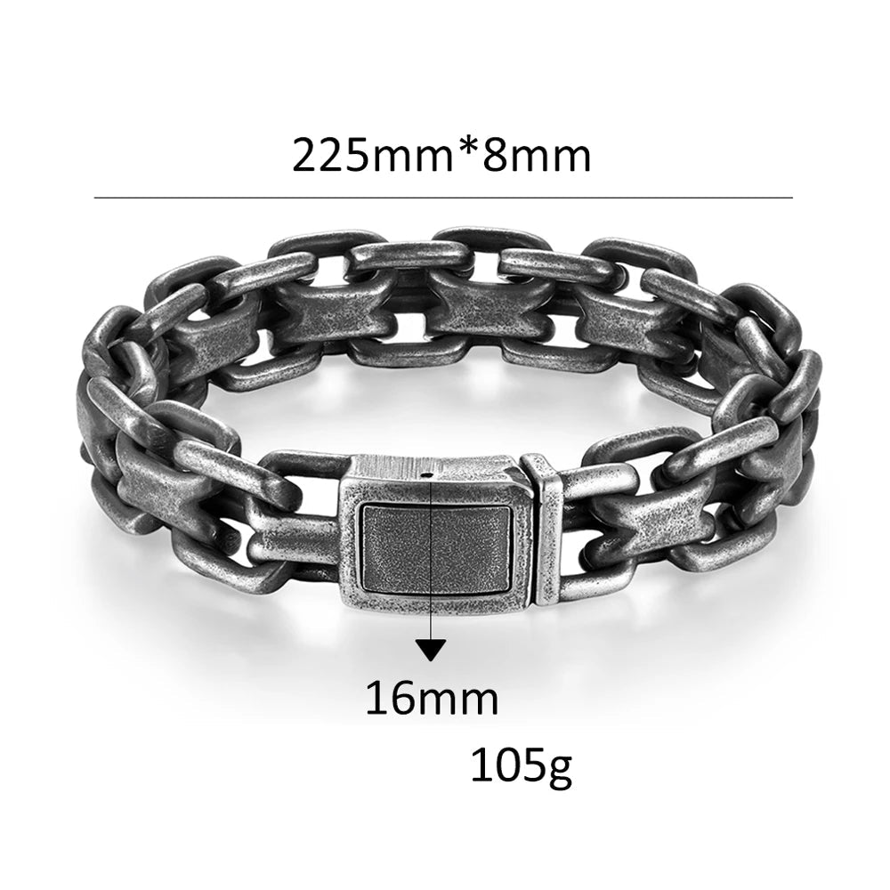 Pulseira Masculina Elo Duplo Vintage em Aço Inoxidável