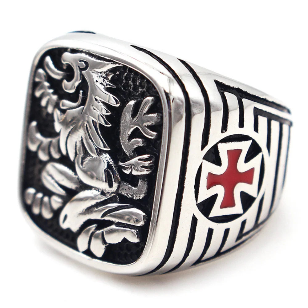 Anel Leão Real, Cruzada. Aço Inoxidável 316L– Vondore