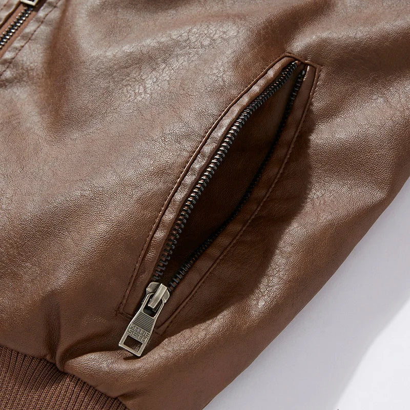 Jaqueta Masculina de Couro com Bordado Exclusivo