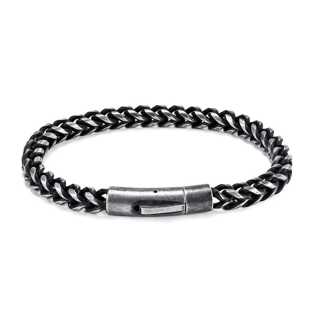 Pulseira Masculina em Aço Inoxidável Elegante e Robusta Estilo Urbano