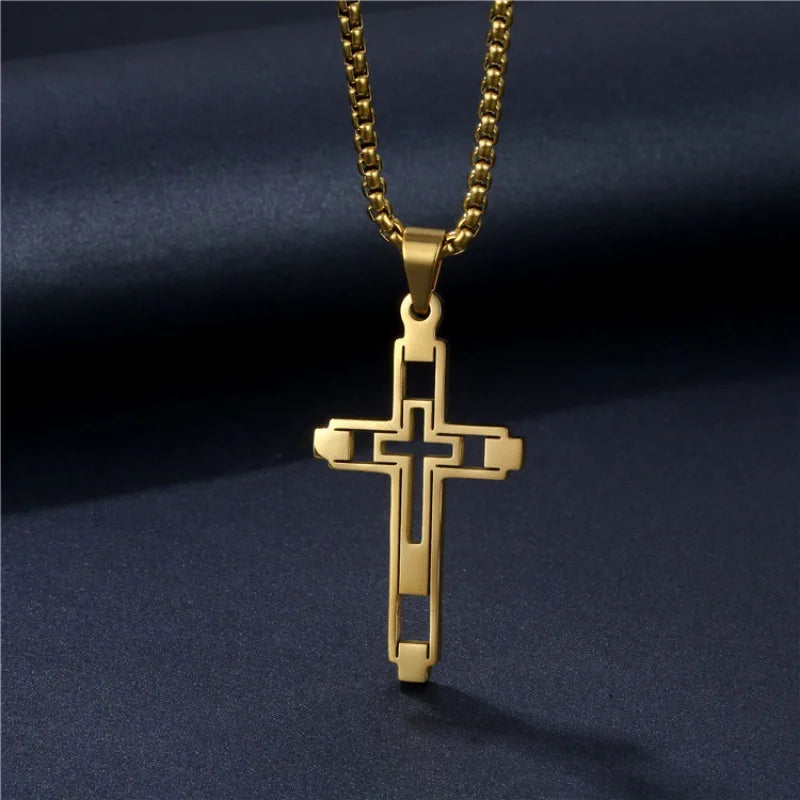 Colar Proteção Divina com Crucifixo em Aço Inox