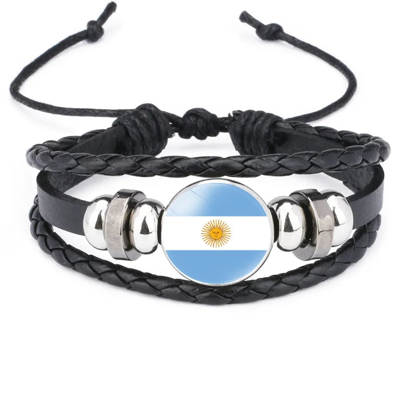 Pulseira de Couro Torcedor Brasil - Ajustável