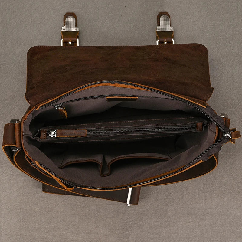 Pasta Masculina Sofisticada Crazy Horse em Couro