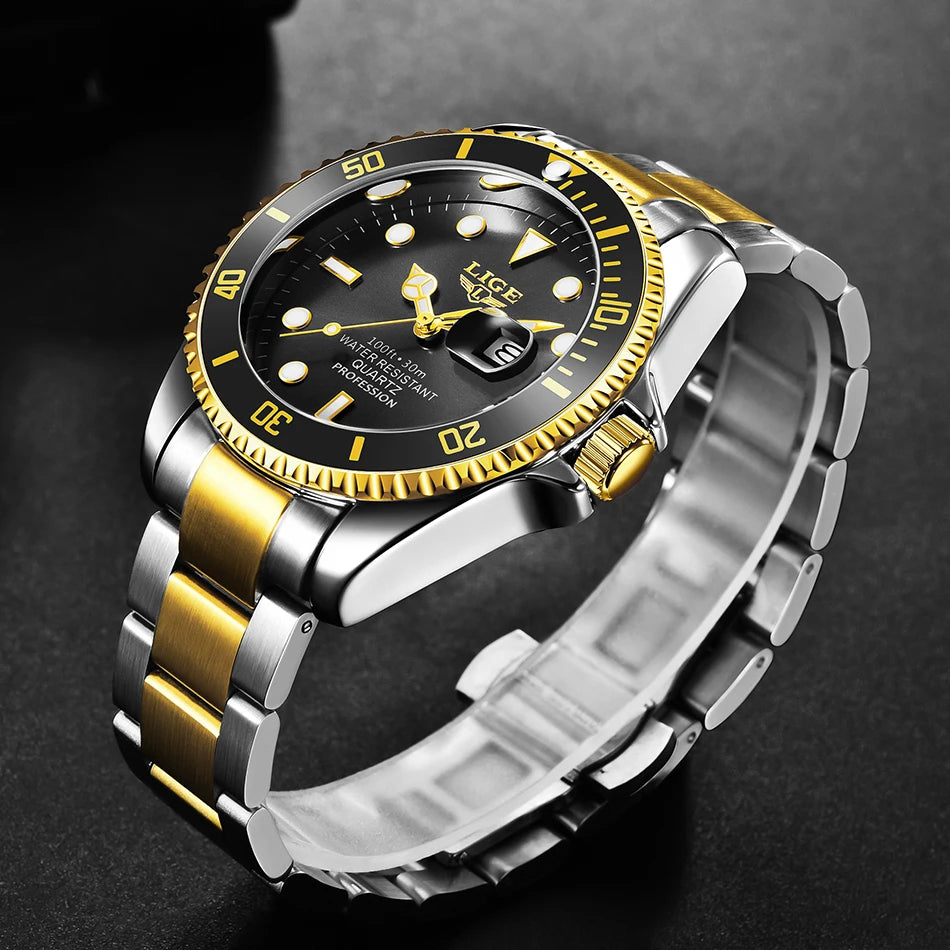 Relógio Mariner Esportivo Aço, Visor Safira e Ponteiros Luminosos