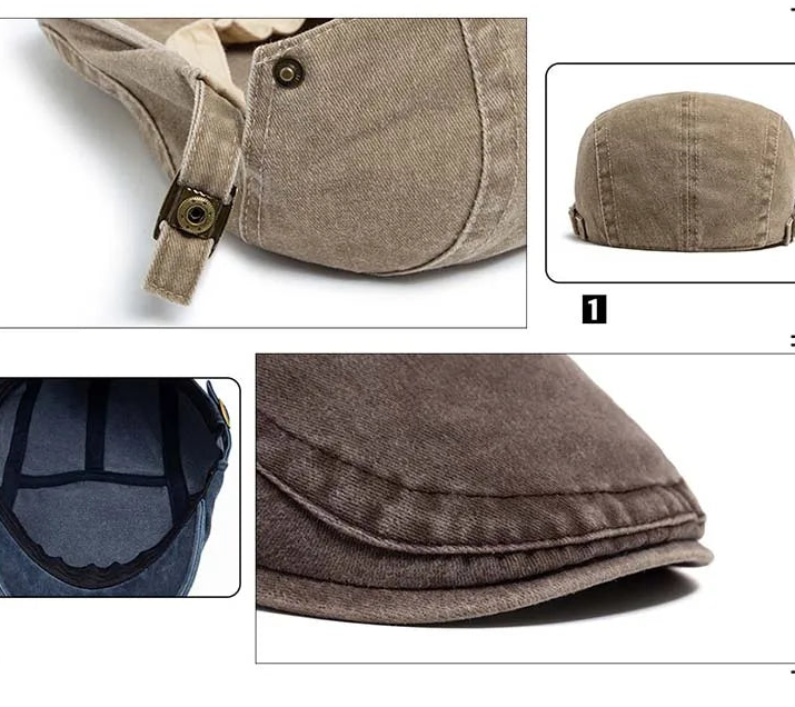 Boina Masculina Vintage em Algodão Ajustável