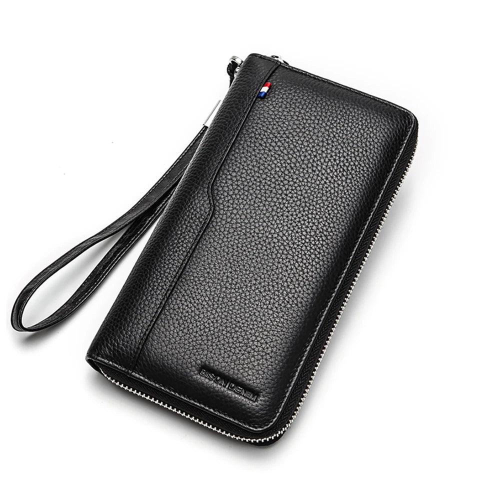 Carteira Masculina em Couro Preto Vertical BISON
