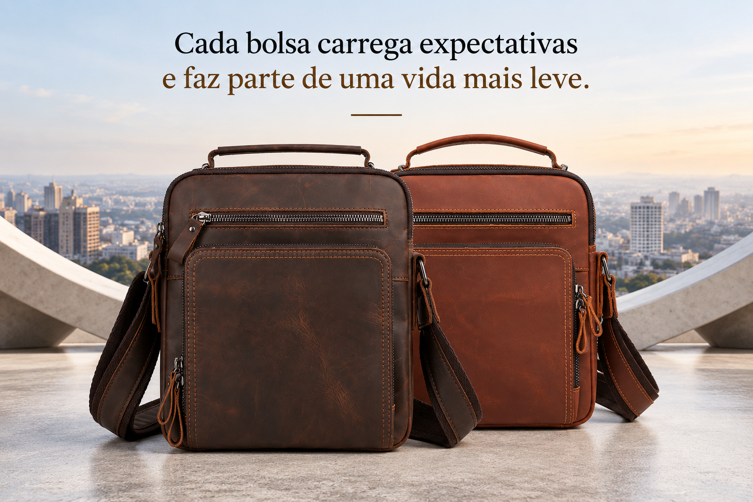 Bolsa Masculina Shoulder Bag em Couro Crazy Horse