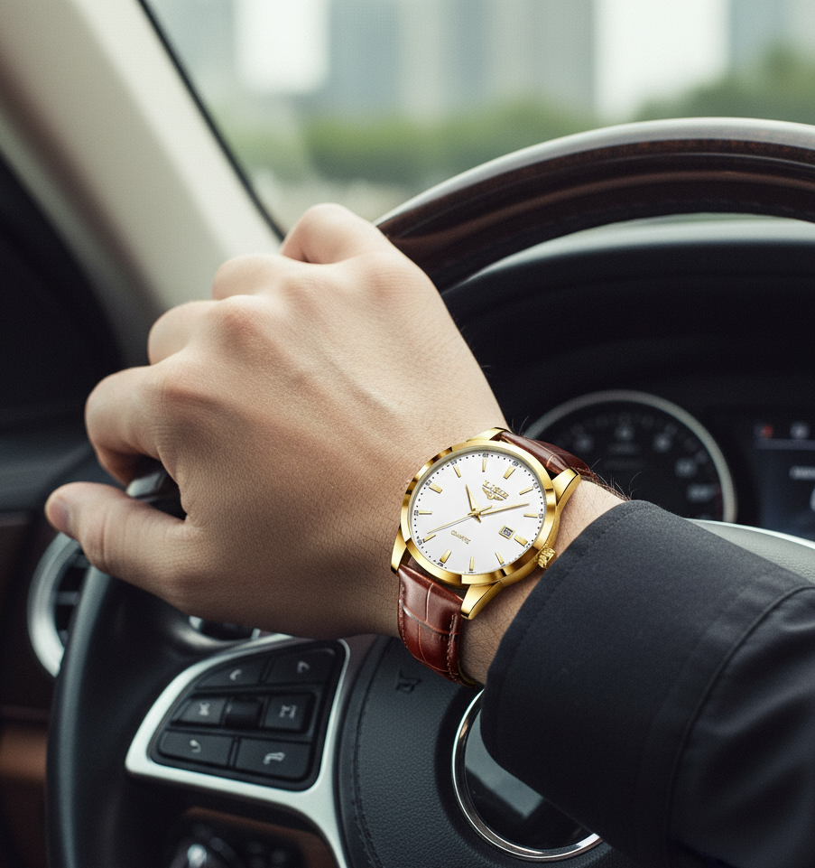 Relógio Executivo Legacy - Design Clássico, Pulseira de Couro