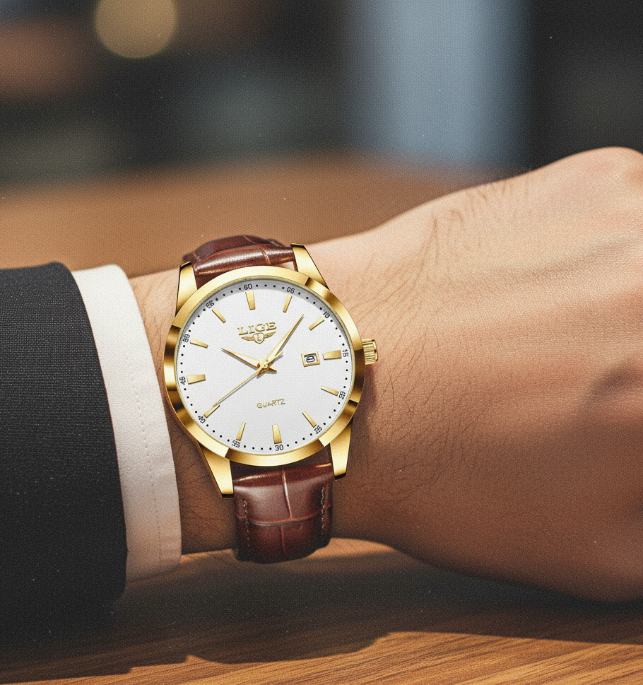 Relógio Executivo Legacy - Design Clássico, Pulseira de Couro