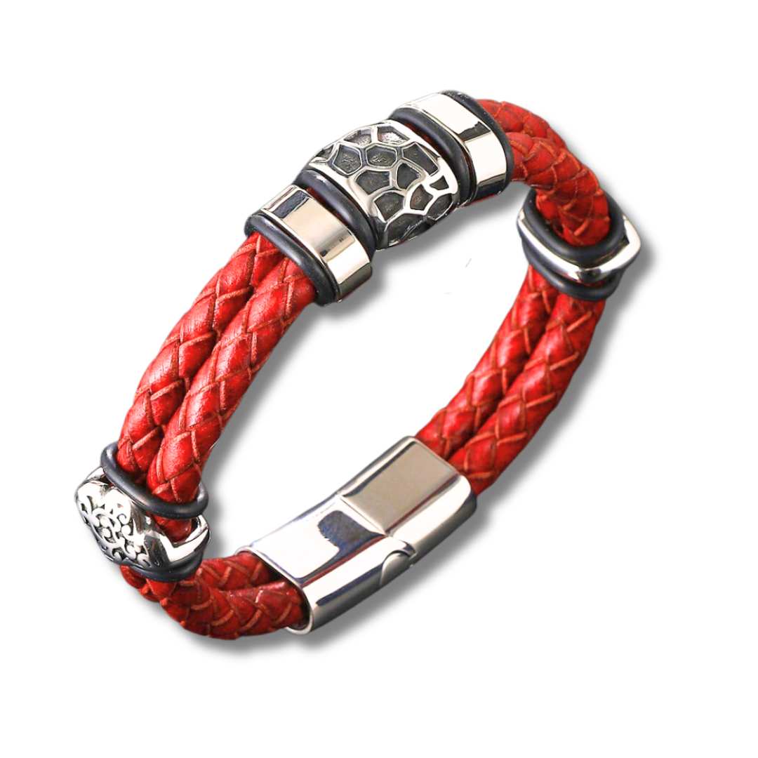 Pulseira Duas Camadas com Detalhes em Aço Inoxidável