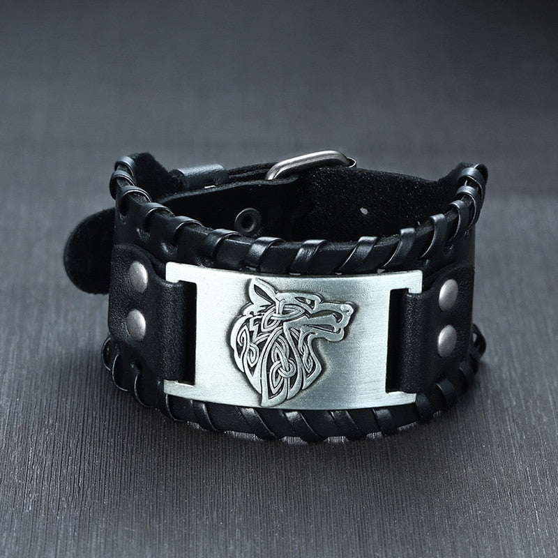 Pulseira Viking de Couro
